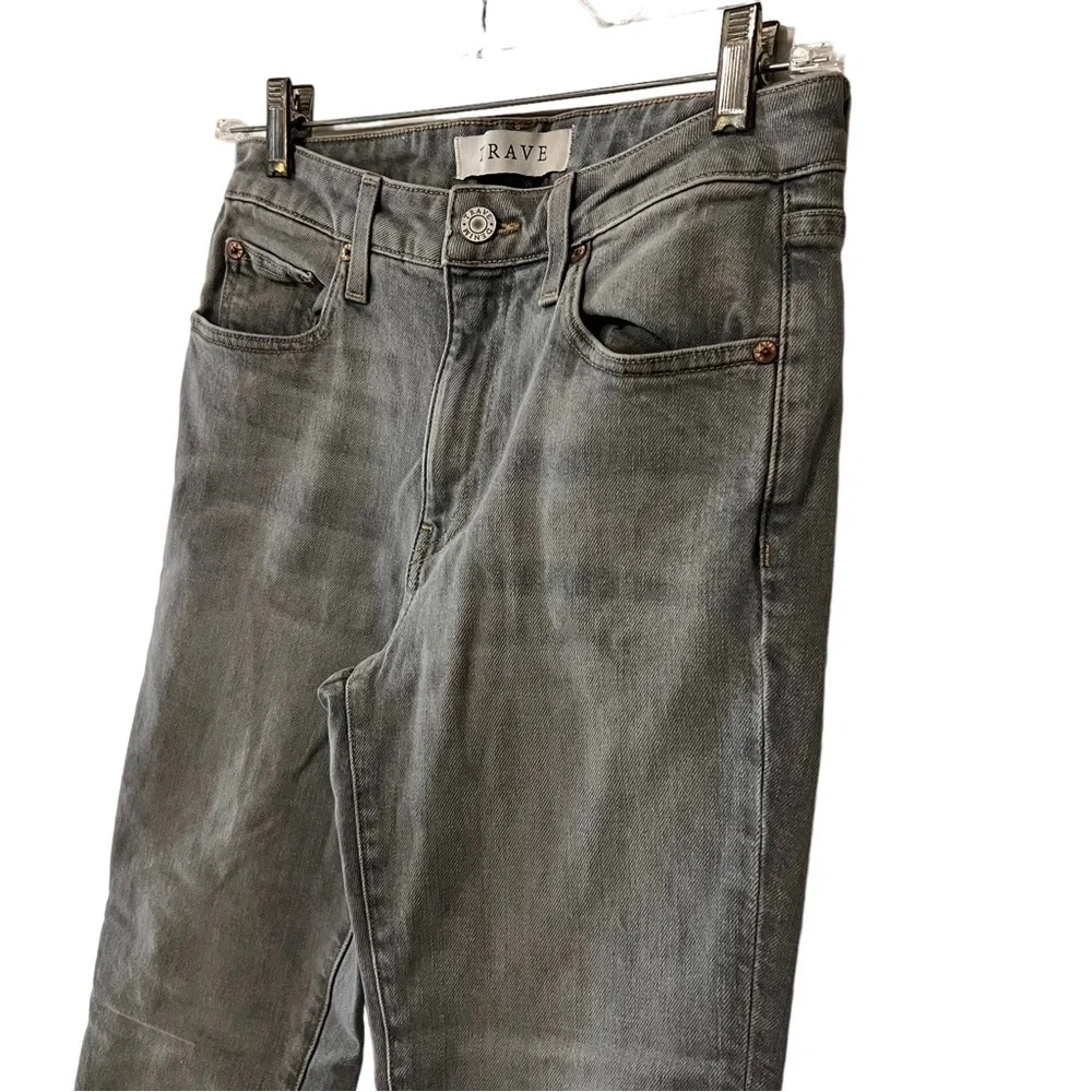 TRAVE Irena Slim Jeans High Rise with Frayed Hem 26 Gray Straight